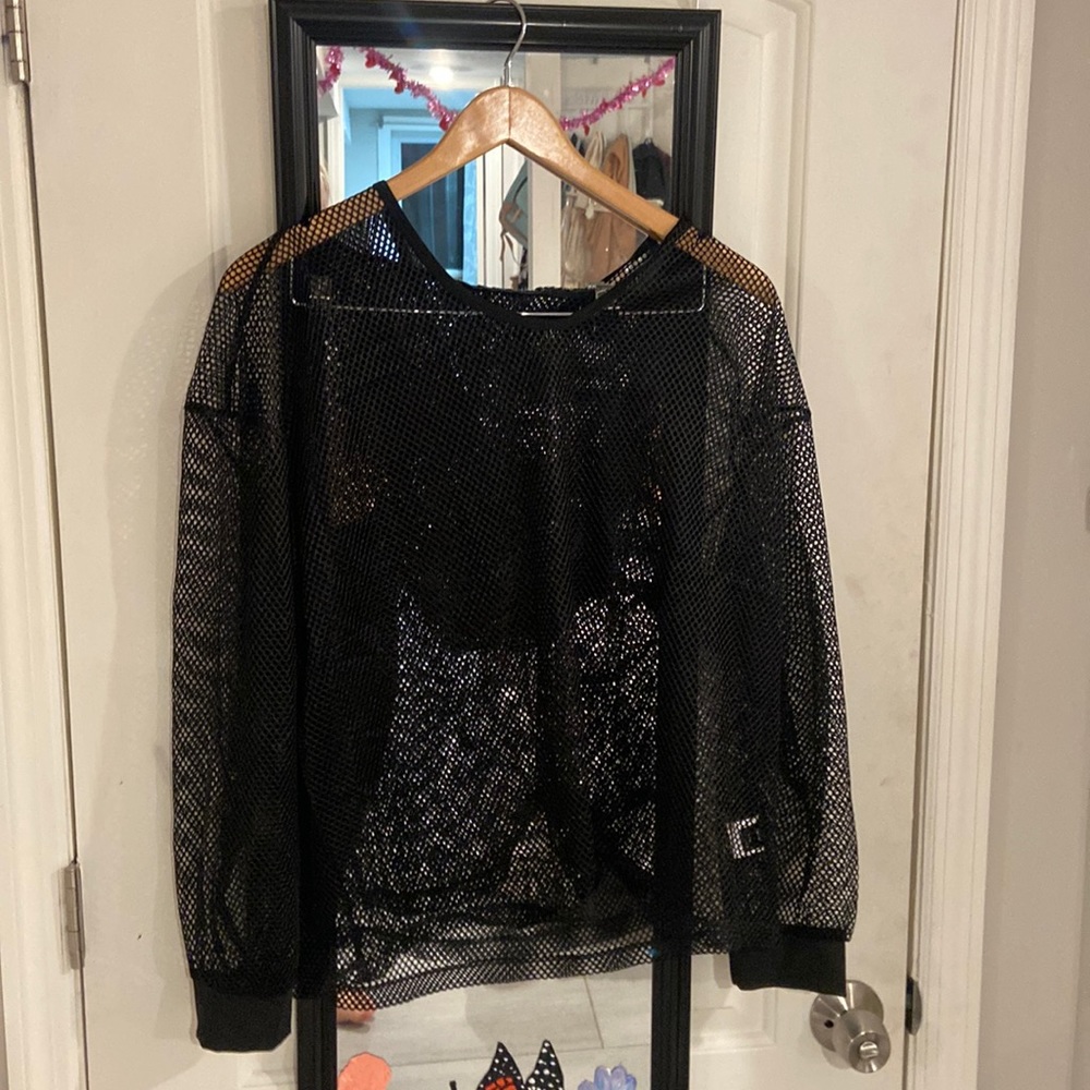 Black hooded mesh running Sweatshirt